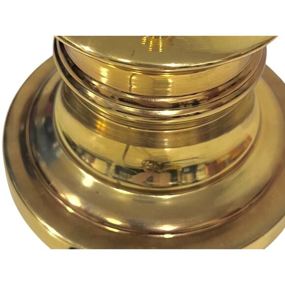 Vintage Gold Brass and Dark Green Table Lamp Neoclassical Column Cylindrical 30” - Picture 11 of 14